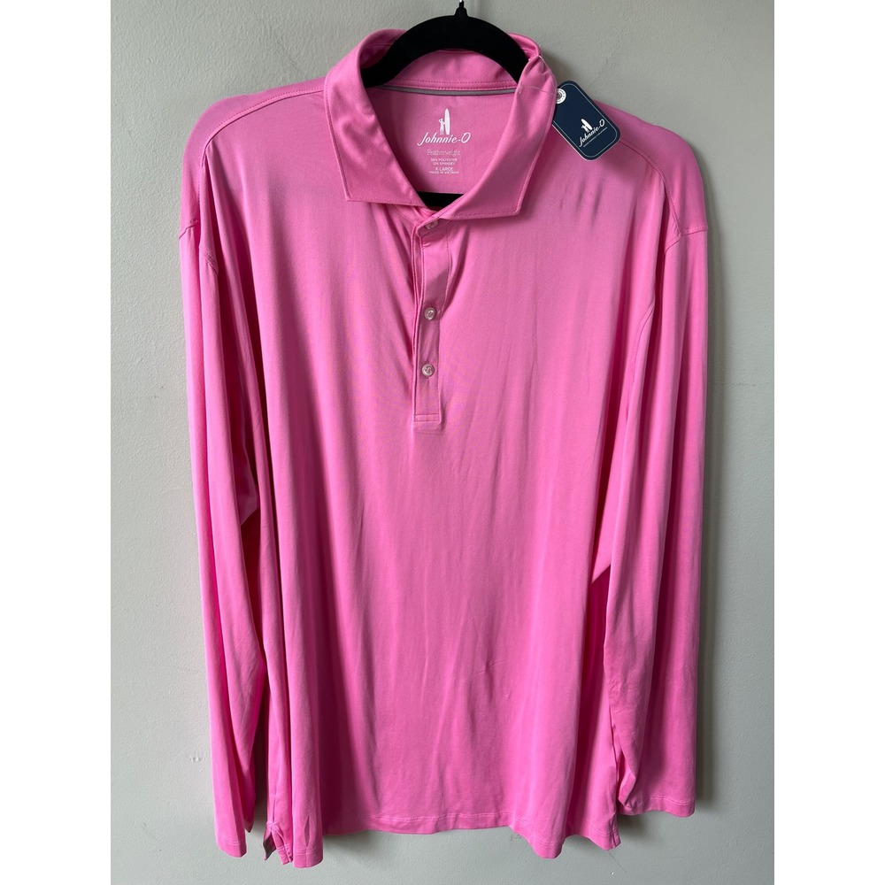 Johnnie-O Featherweight Long Sleeve Polo Shirt Pink Cabo Mens XL golf casual